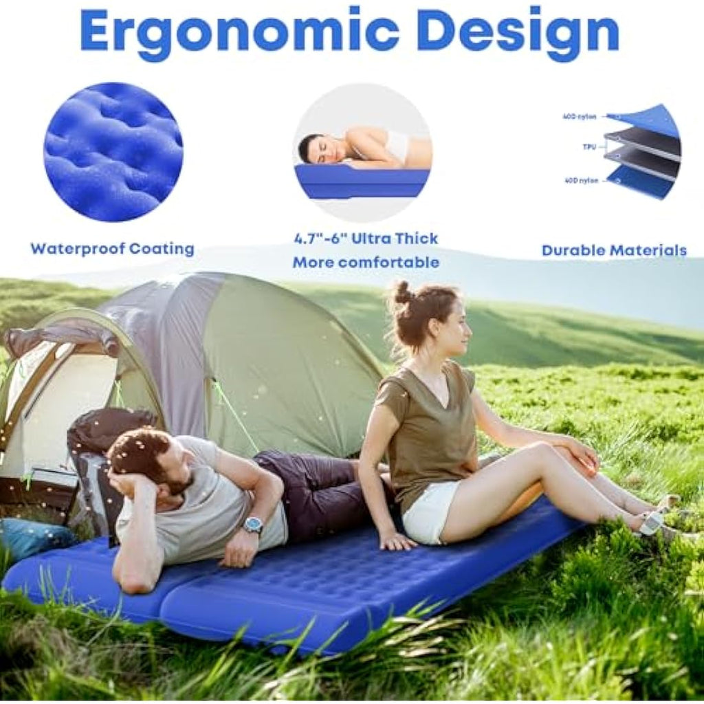 MAMBAKOTR Camping Sleeping Pad – Extra Thick Inflatable Mattress with Pump