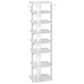 HOOBRO 8-Tier Narrow Shoe Rack – Tall White Wooden Vertical Storage Tower
