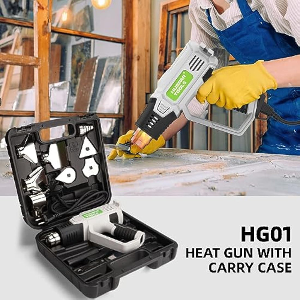 Huepar Tools 2300W Heat Gun - Digital LCD Hot Air Gun Kit with 10 Accessories