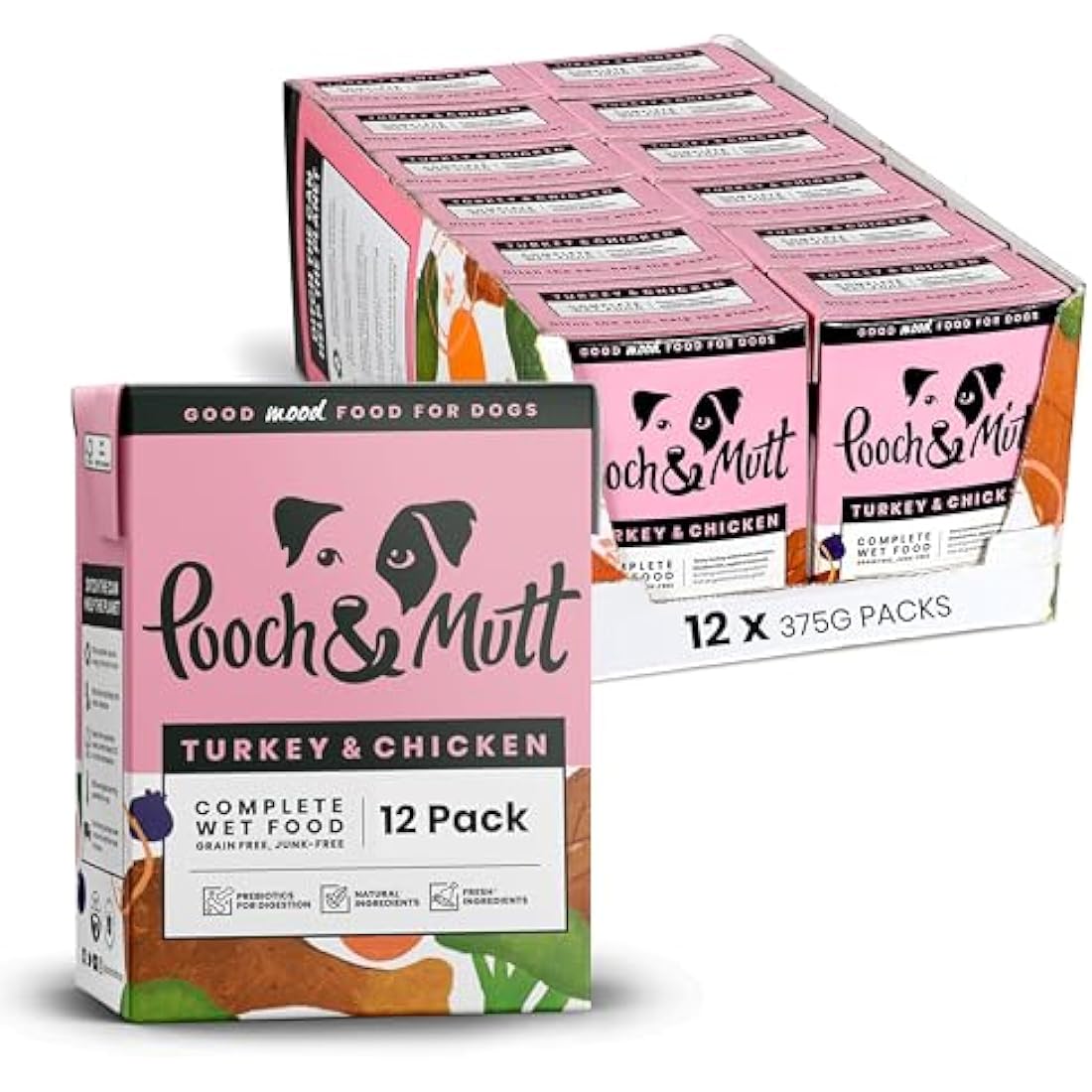 Pooch & Mutt Grain-Free Turkey & Chicken Wet Dog Food – 12x375g