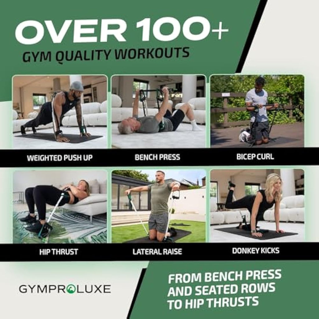 Gymproluxe Portable Gym – 90kg Resistance Band and Bar Set