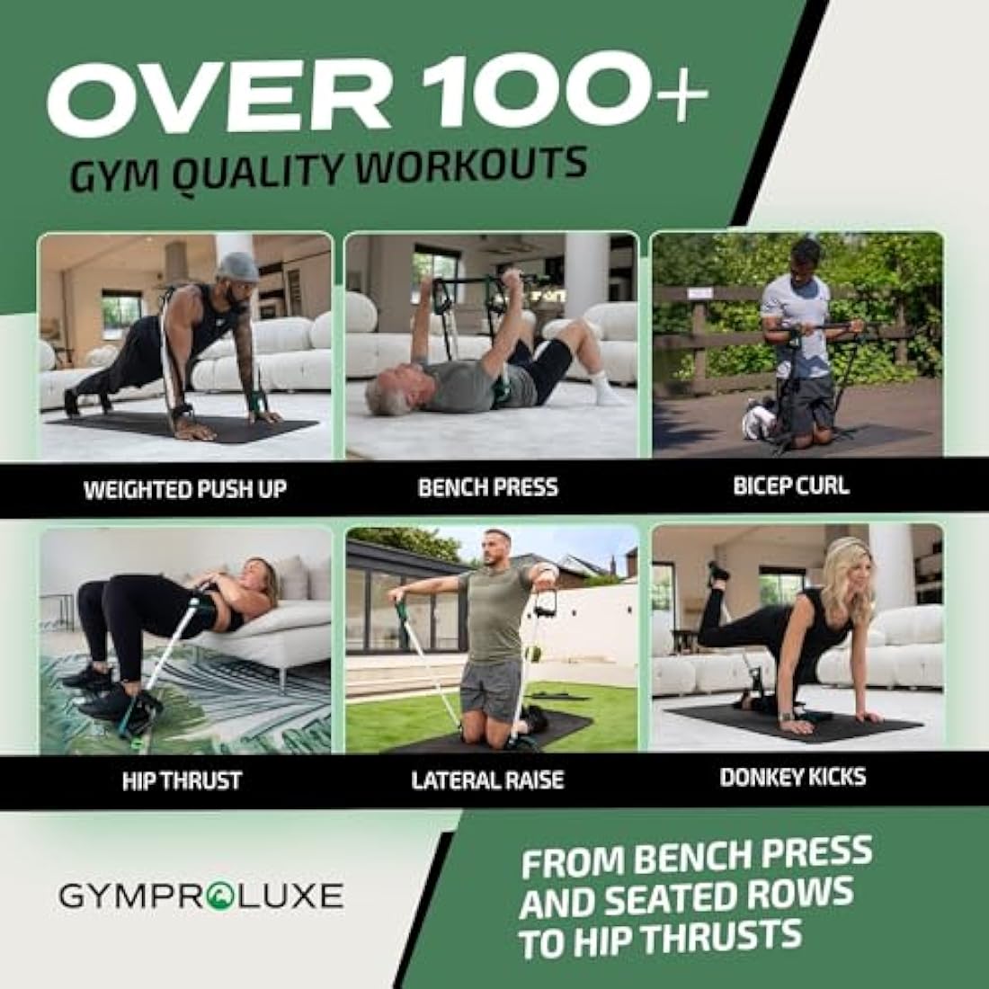 Gymproluxe Portable Gym – 90kg Resistance Band and Bar Set