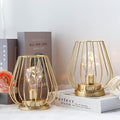 Metal Battery Operated Table Lamp – Set of 2 Gold Cage Lanterns