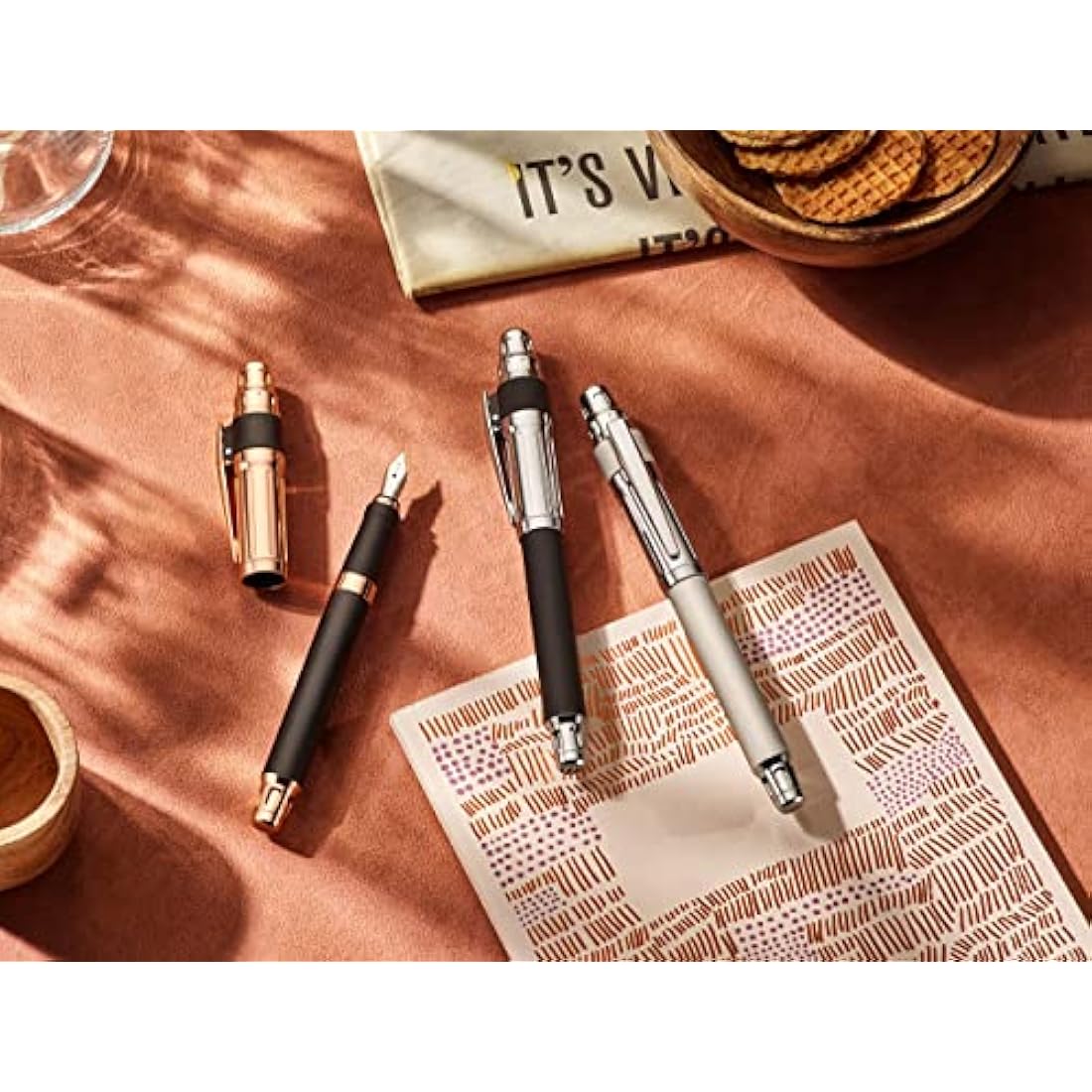 Colibri Ascari Fountain Pen | Polished Chrome & White | Medium Bock Nib