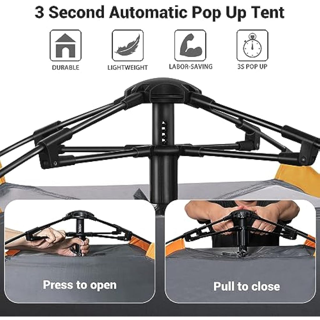 Cflity 3 Person Pop Up Tent – Waterproof 4 Season Instant Camping Shelter