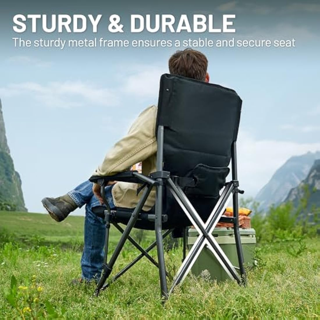 Timber Ridge Folding Camping Chair | High Back with Lumbar Support