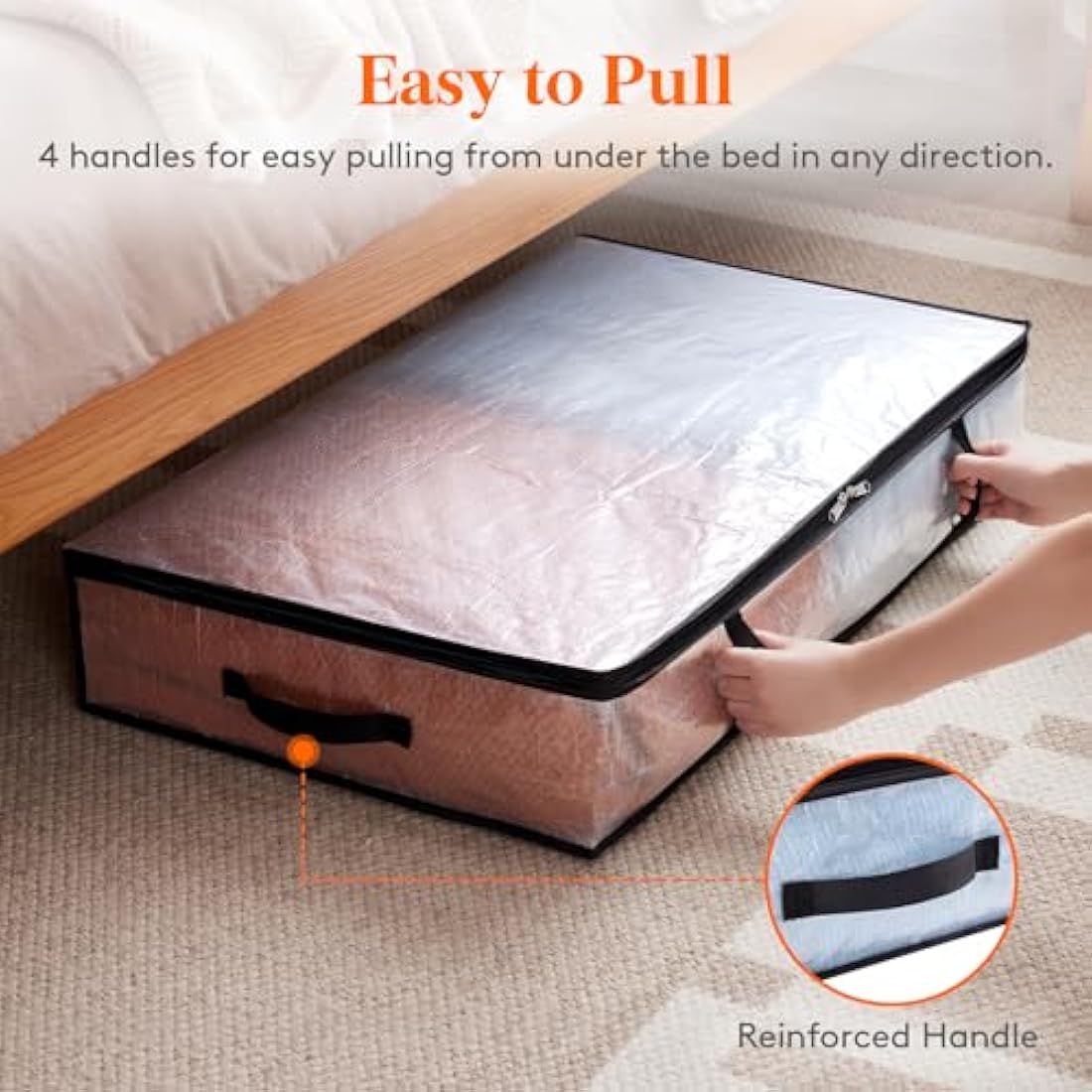 Lifewit 2-Pack Under Bed Storage Bags - 60L Large Clear Organizers