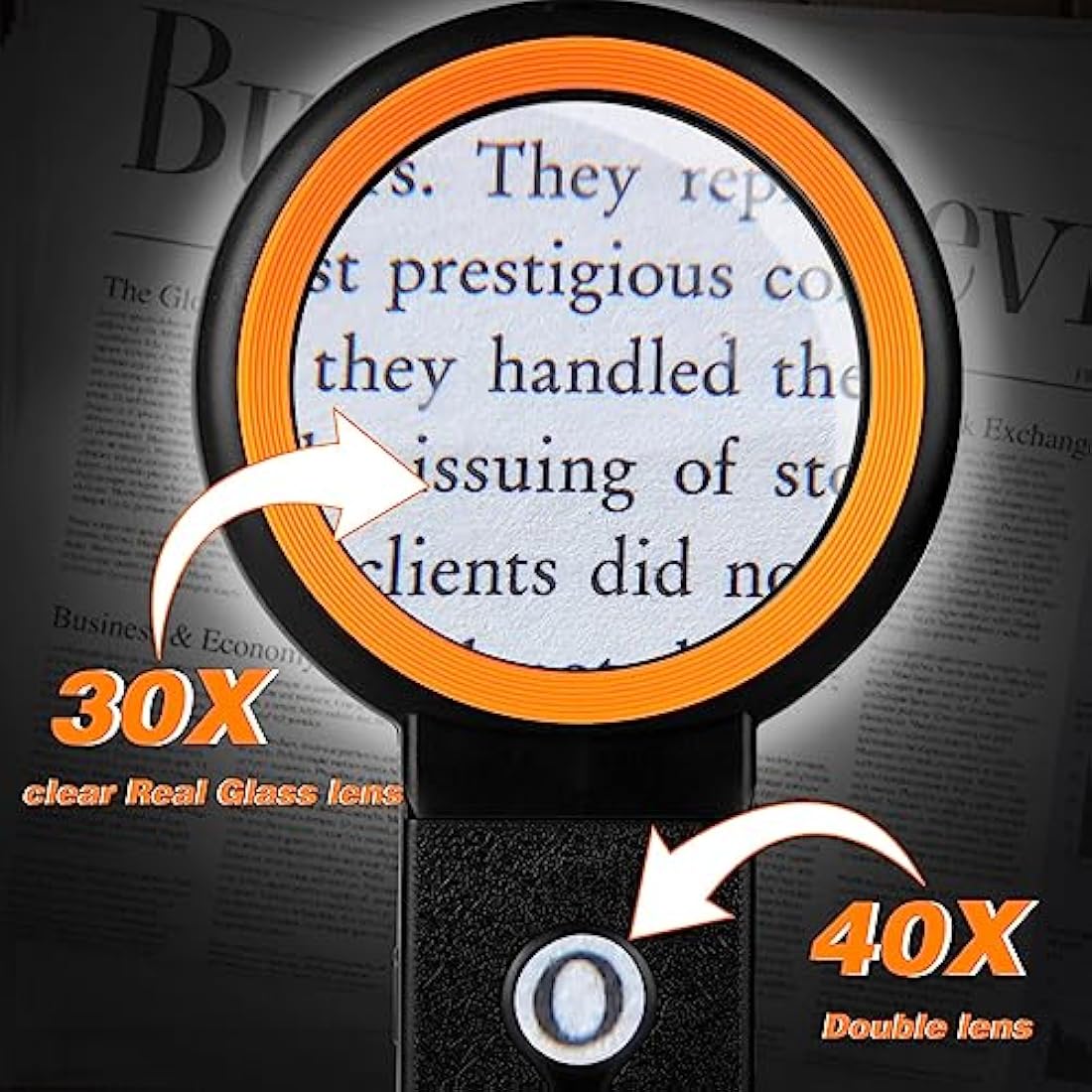 30X 40X Magnifying Glass with 18 LED Light and Folding Stand