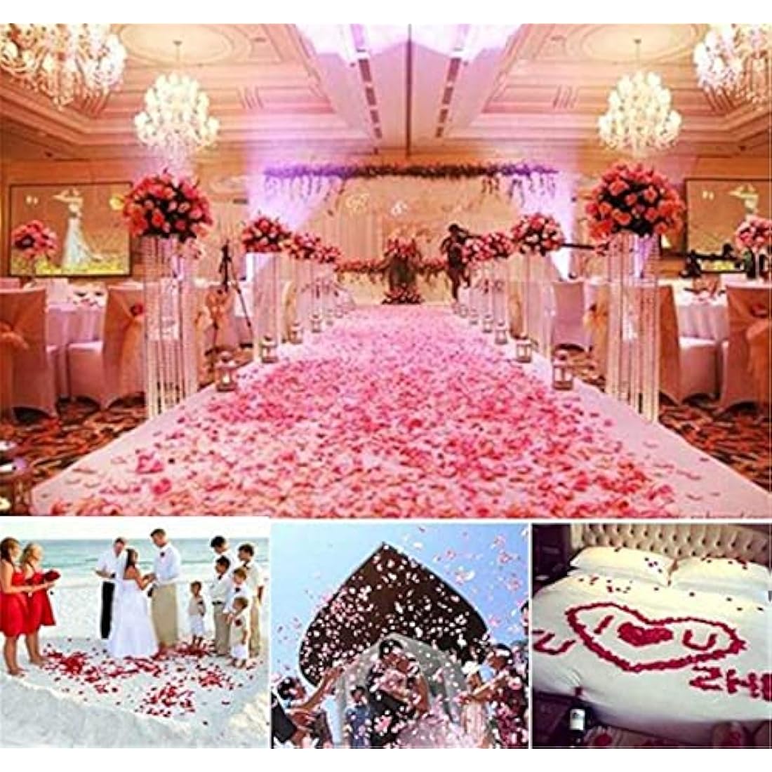 RuiChy 1000pcs Silk Artificial Rose Petals for Weddings - Pink & White