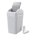 Annkky 15 L Small Bathroom Bins with 2 Rolls Bin Liners, Plastic Swing Dustbin with Lid Light grey - image 1