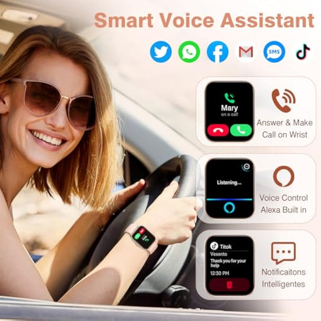 Fitpolo Smart Watch – 1.8" Fitness Tracker with Alexa & Bluetooth Calling