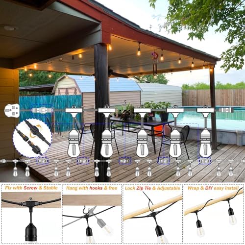 30M Festoon Lights Outdoor - IP65 Waterproof S14 String Lights