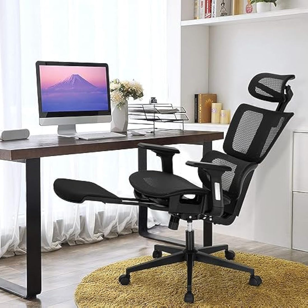 ALPHA HOME Ergonomic Office Chair with Footrest | Mesh High Back Desk Chair