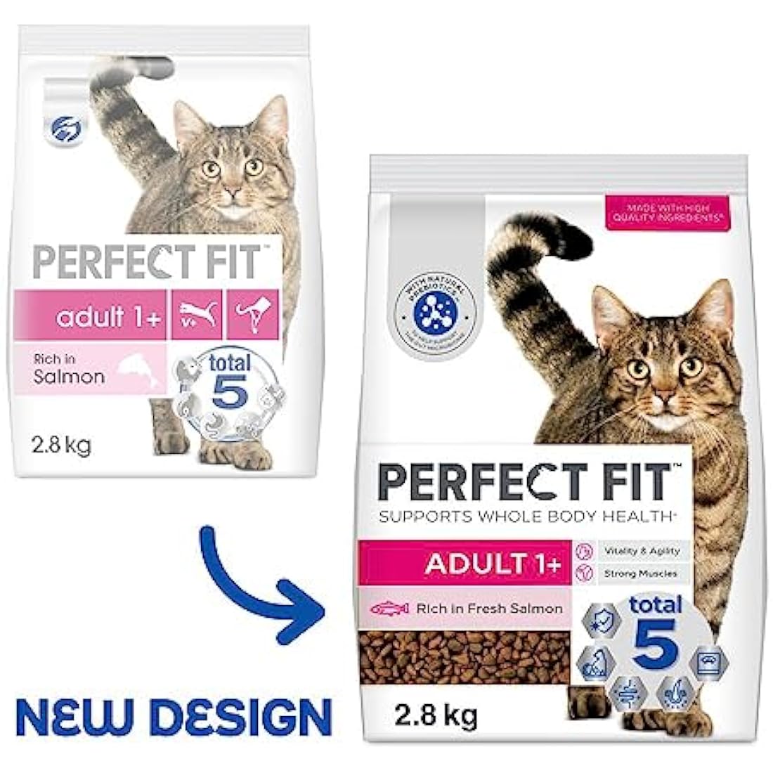 Perfect Fit Adult 1+ Dry Cat Food | Rich in Salmon | 3 x 2.8kg Bags