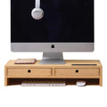 KIRIGEN Solid Wood Monitor Stand with 2 Drawers | Ergonomic Desk Riser