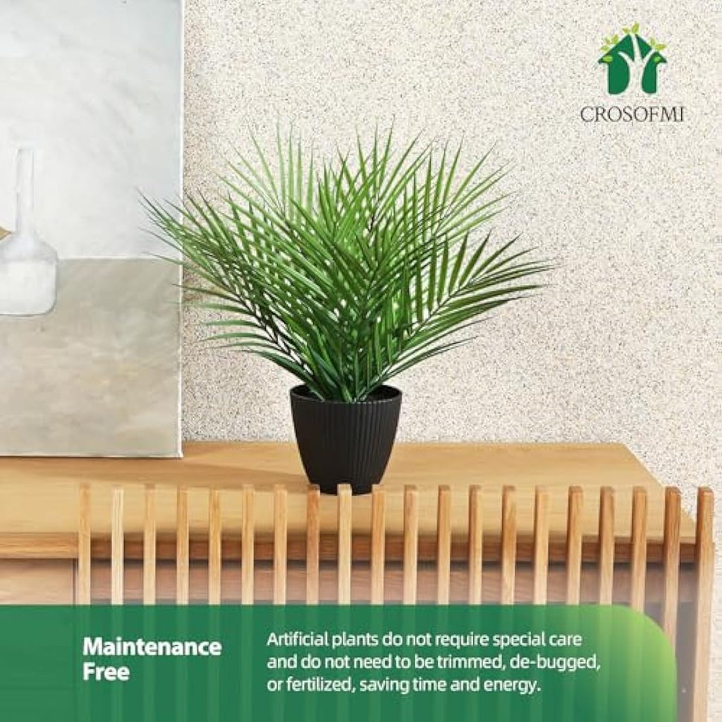 CROSOFMI Artificial Areca Palm Tree 35cm - Faux Tropical Plants (2 Pack)