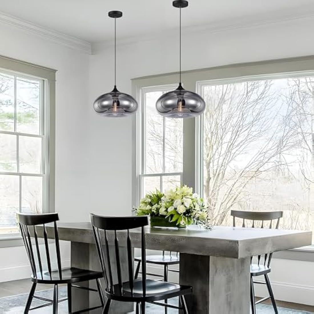 Jolof Store Industrial Glass Pendant Light – Silver Vintage Hanging Lamp