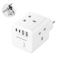 UK to European Plug Adapter - 4 USB Ports (2 USB C) Type E/F