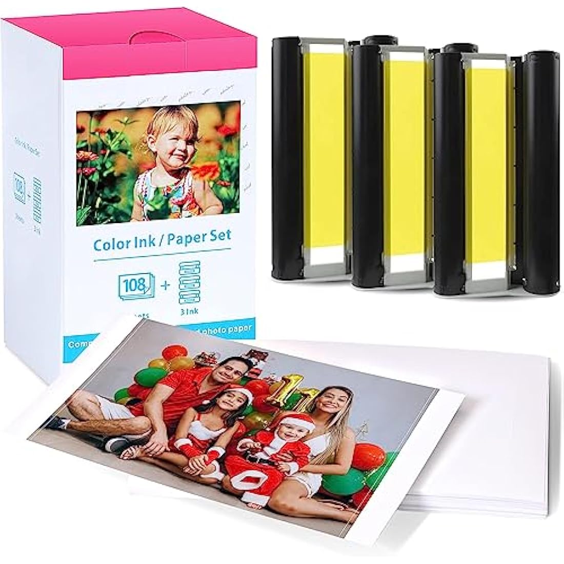 Wonfoucs KP-108IN Ink and Photo Paper Set for Canon Selphy CP1300 CP1500