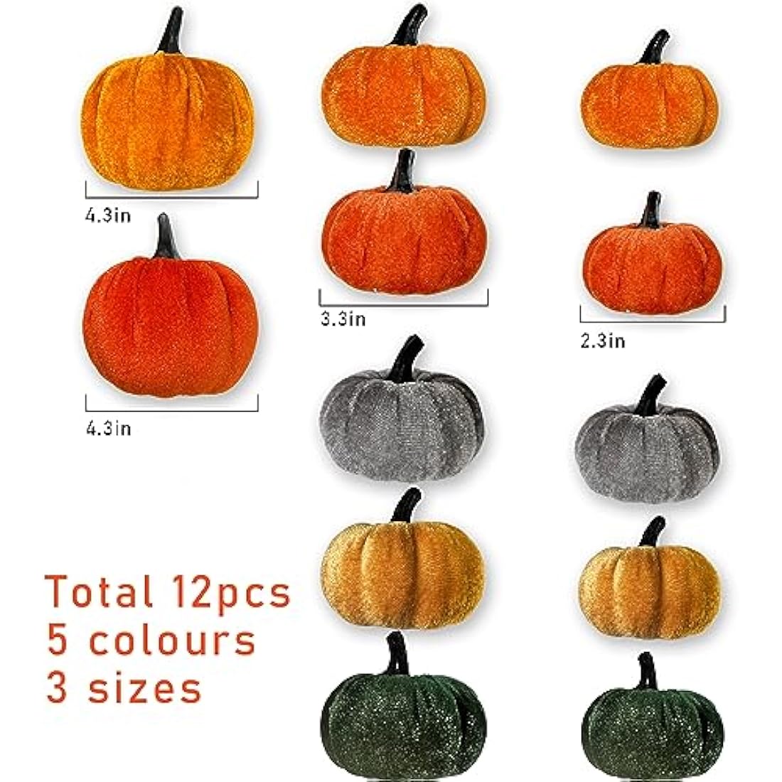 12Pcs Faux Velvet Pumpkins – Rustic Fall Harvest Decor