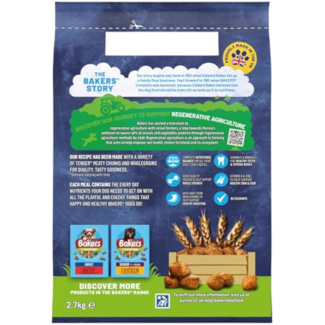 Bakers Meaty Meals Beef Adult Dry Dog Food - 2.7kg (Pack of 4)