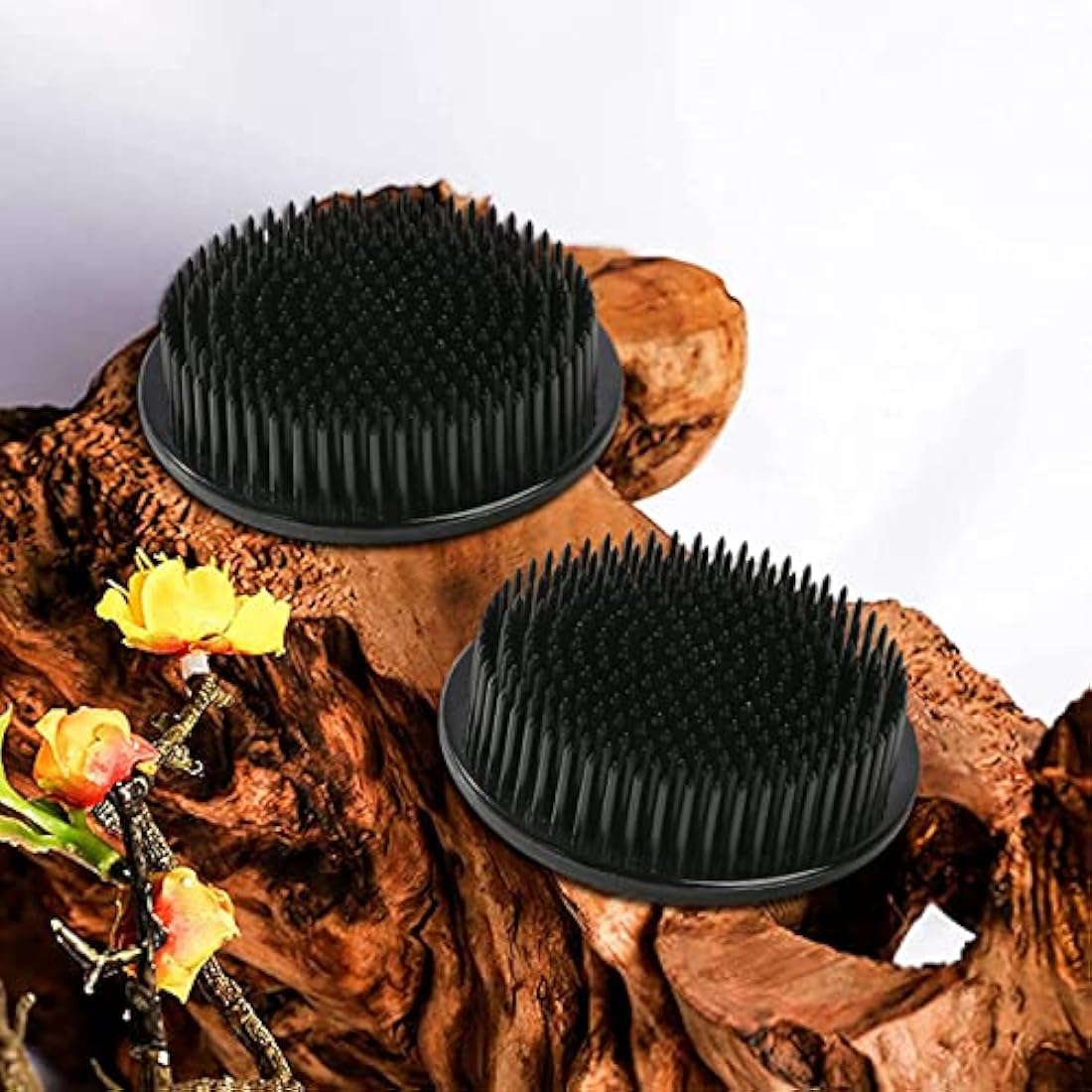 WANDIC Round Black Plastic Flower Frog – 4 Pcs Ikebana Kenzan Holder