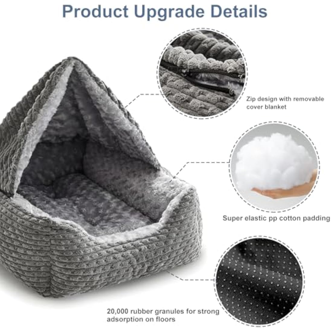 Heymamba Extra Large Hooded Dog Cave Bed – Orthopedic Grey Rose Fluff