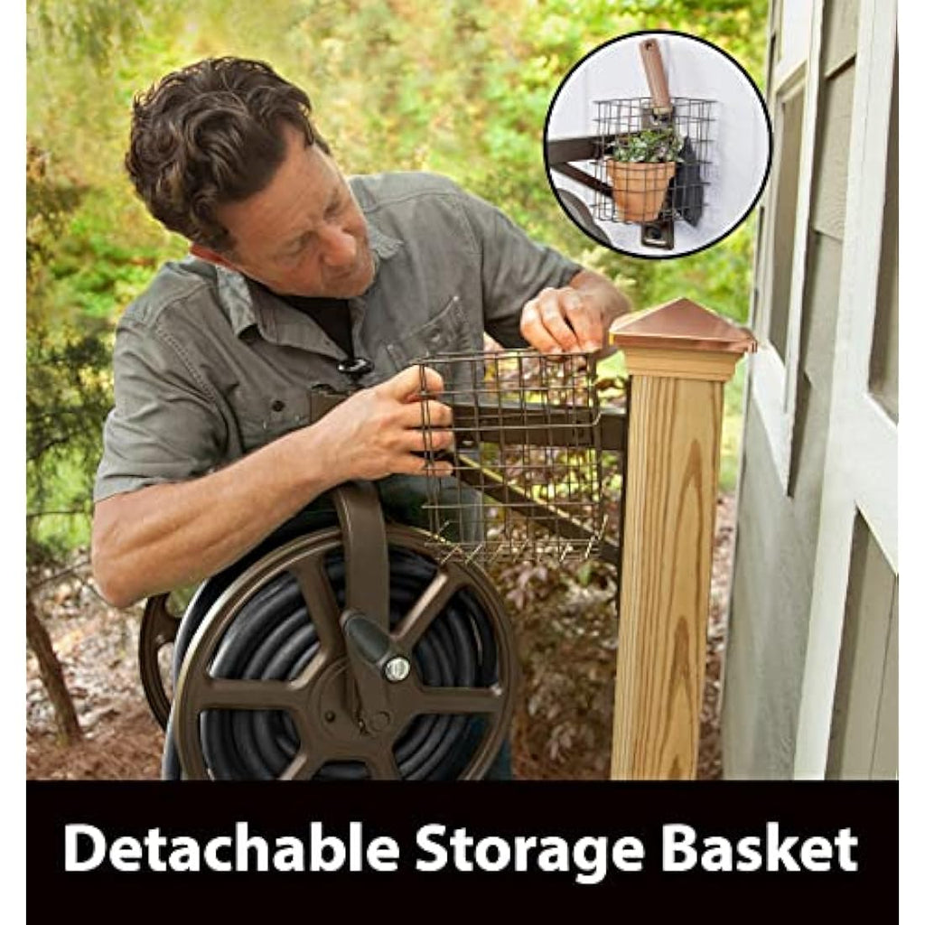 Liberty Garden Steel Hose Reel – 125ft Capacity Bronze Powder Coat