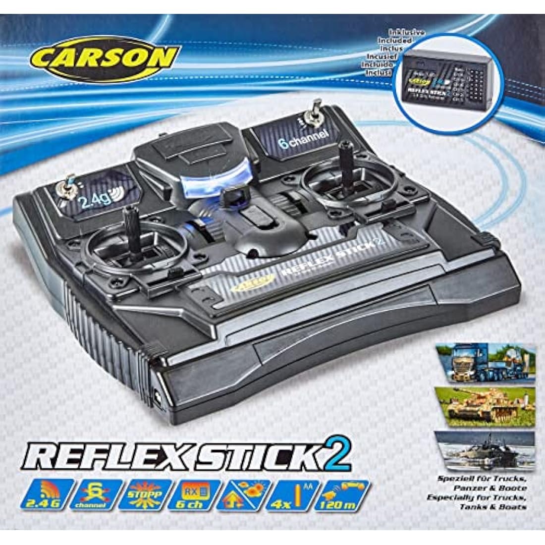 Carson FS Reflex Stick II 6-Channel 2.4 GHz RC Remote Control - Black