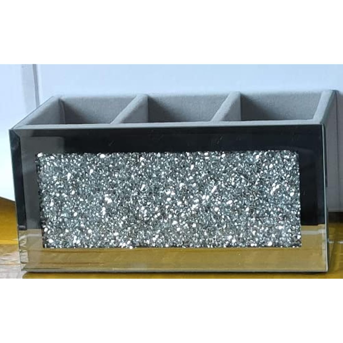 EagleWiz Crushed Diamond Makeup Organiser | 3 Compartment Brush Holder