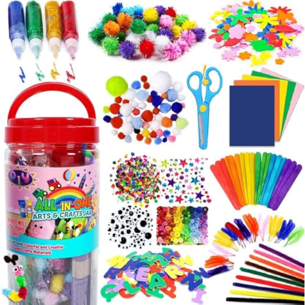 FunzBo Arts and Crafts Supplies Kit for Kids | All-in-One DIY Craft Jar