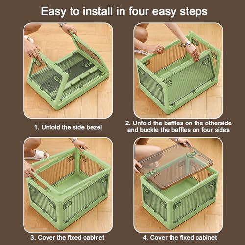 Creahaus 2-Pack Stackable Storage Bins with Wheels – 28L Folding Boxes