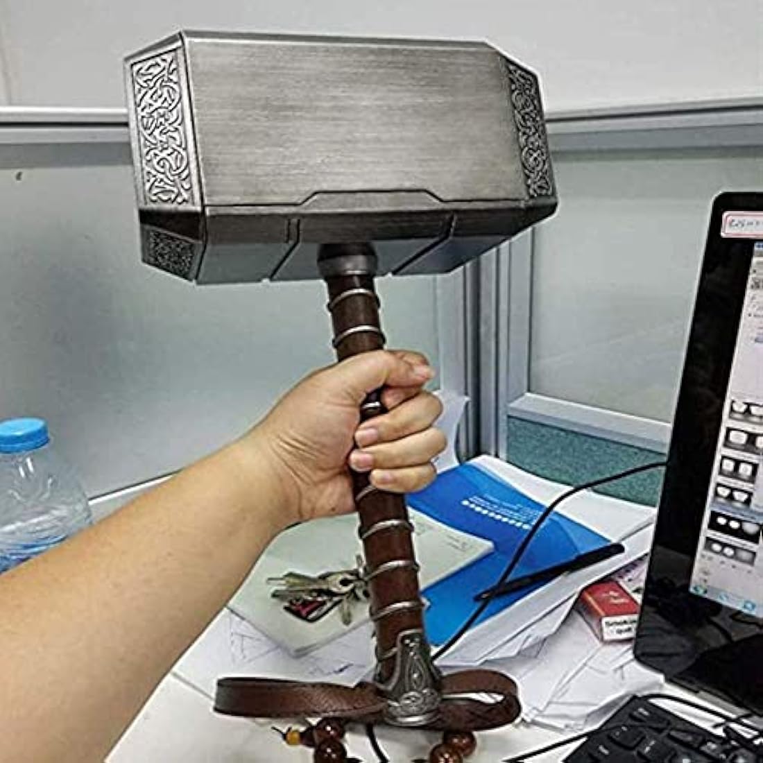Thor's Hammer Replica – 1:1 ABS Cosplay Prop with Stand