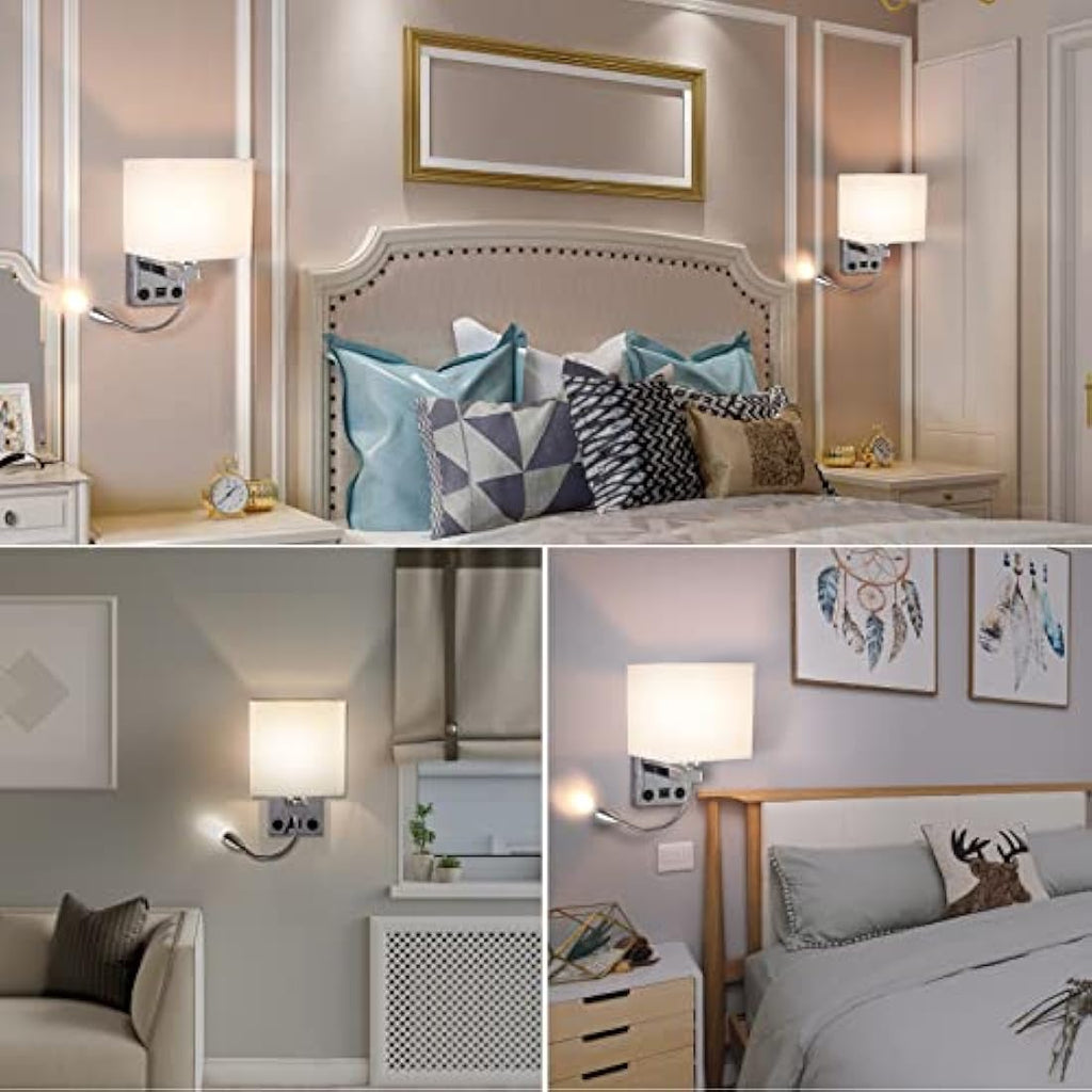DEECOZY LED Bedside Reading Wall Lamp with USB Port and Gooseneck