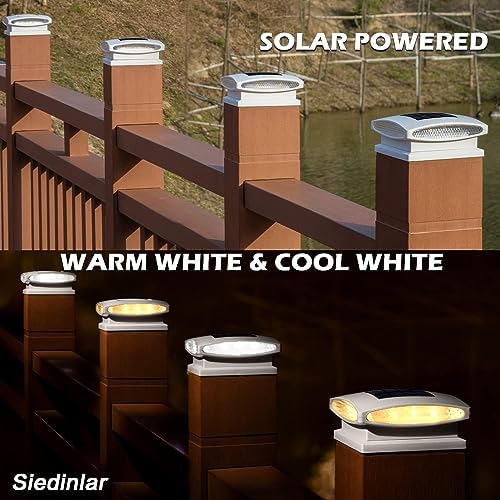 Siedinlar Solar Post Cap Lights | 2-Mode LED Outdoor Fence Decor | 4 Pack