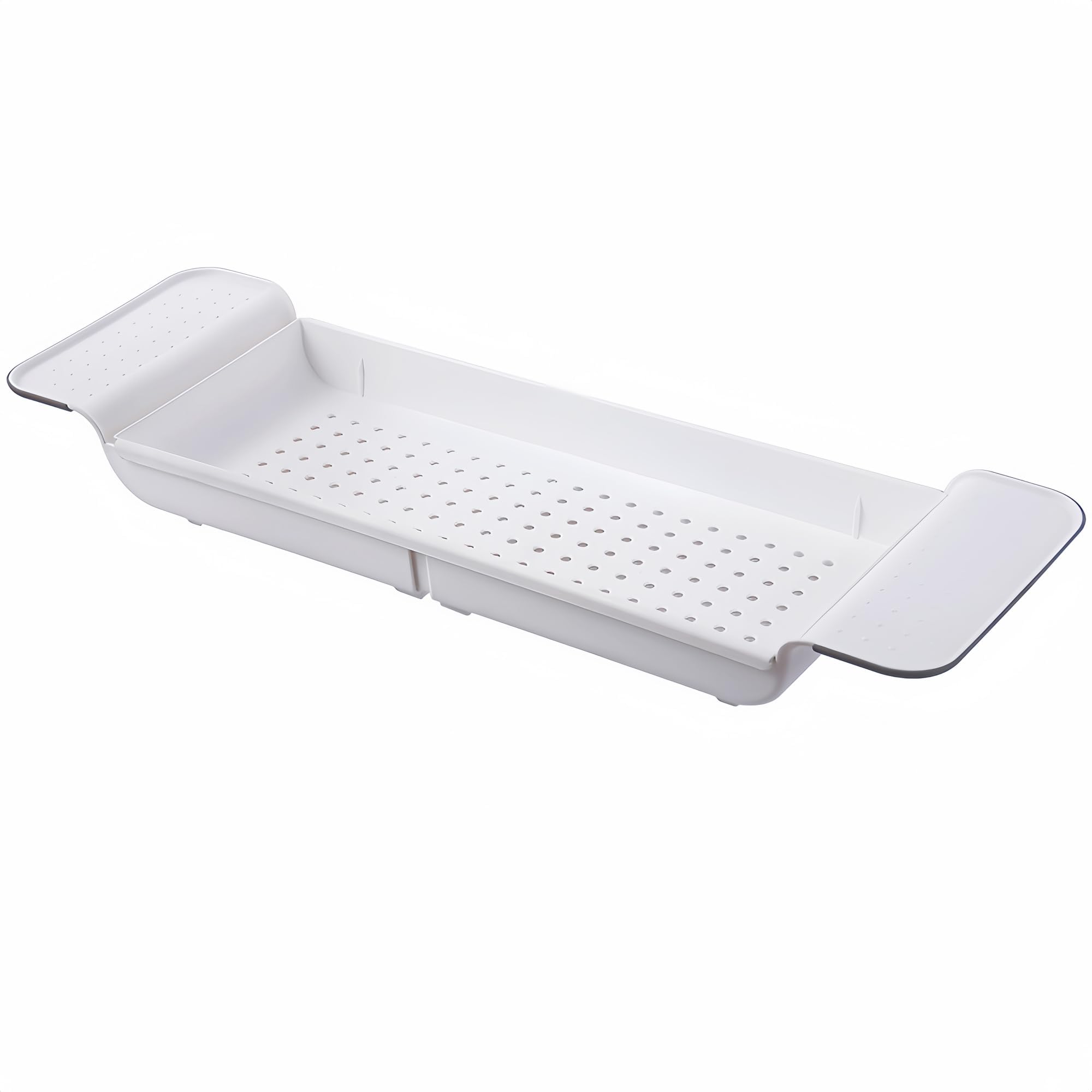 Jolof Store White Expandable Bath Caddy Tray | Plastic Bathtub Bridge