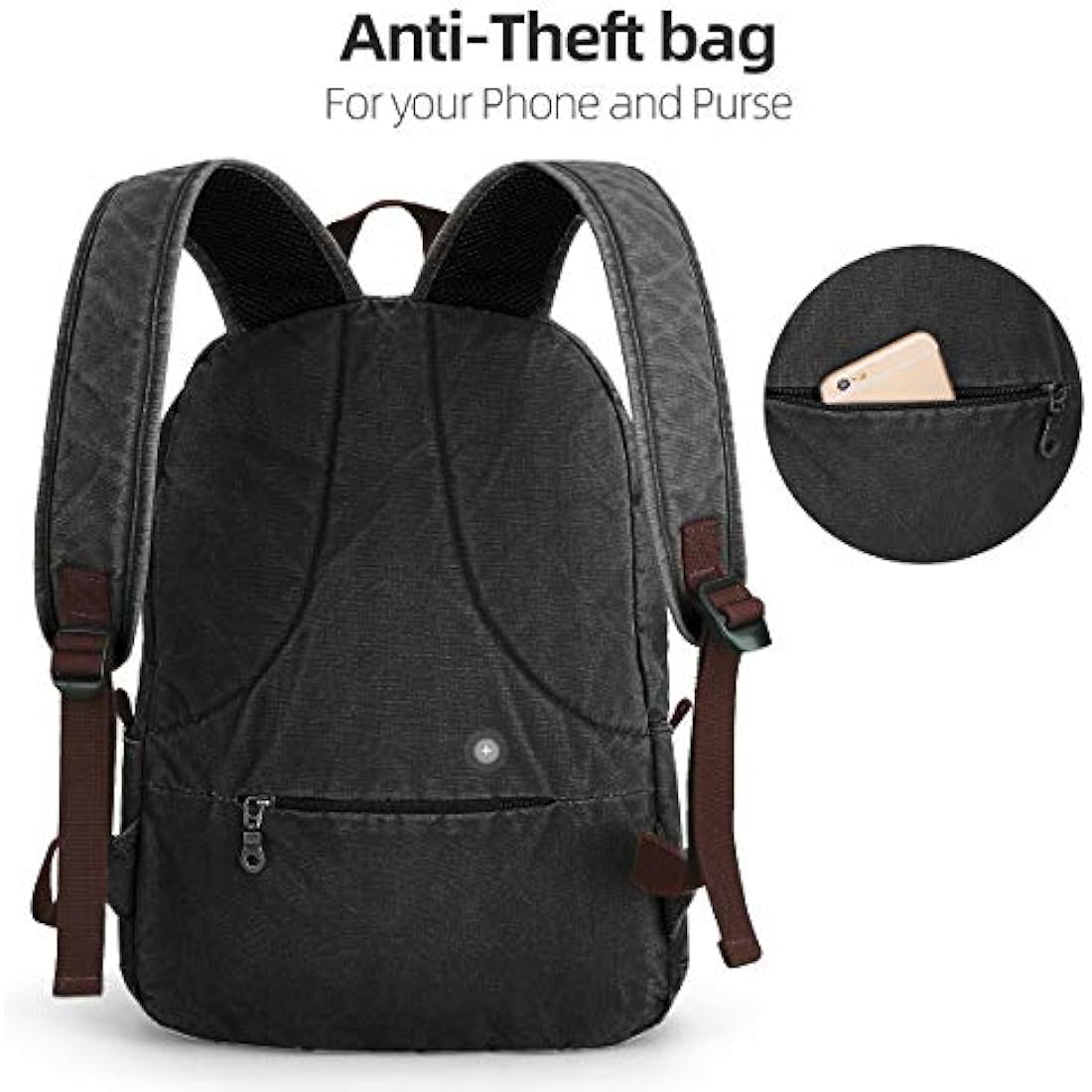 Muzee Canvas Laptop Backpack – Anti-Theft School Daypack with USB Port