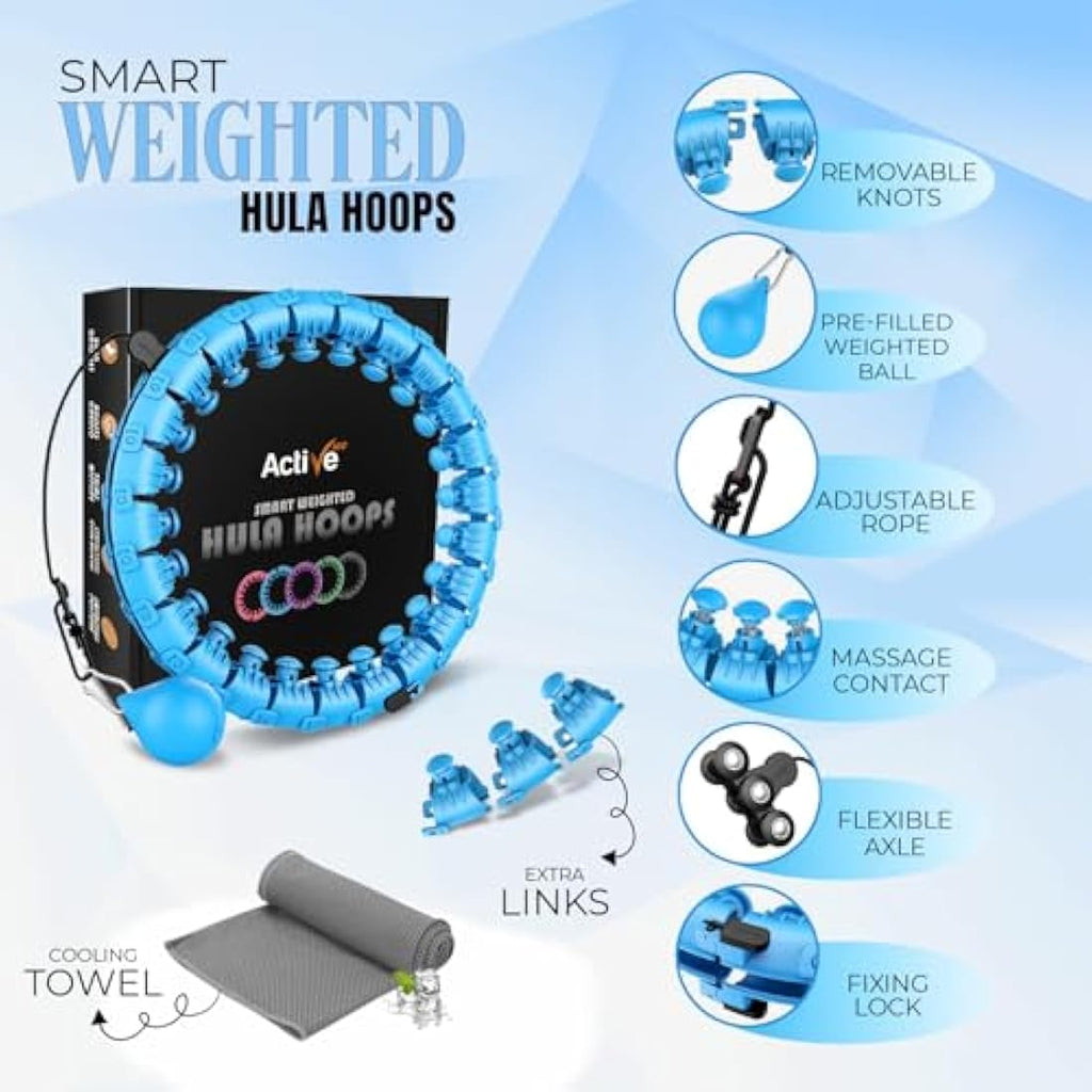 K-MART Smart Weighted Hula Hoop – 24 Detachable Knots for Fitness