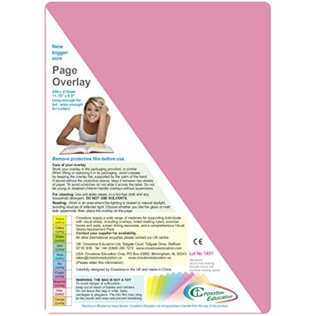 Crossbow Education Magenta Reading Overlays for Dyslexia | Pack of 5