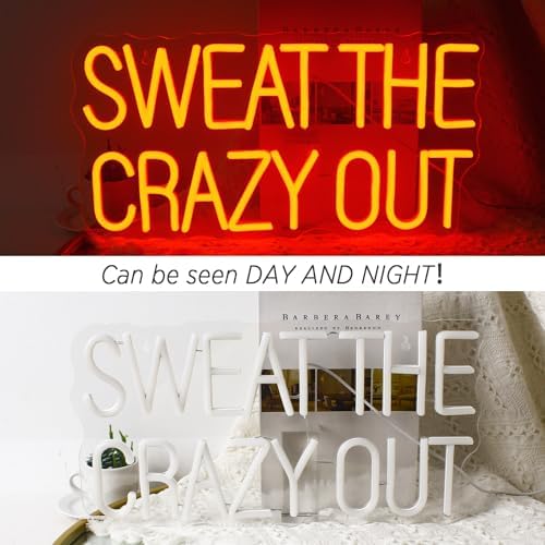 Sweat The Crazy Out Neon Sign – Red LED Gym Wall Decor