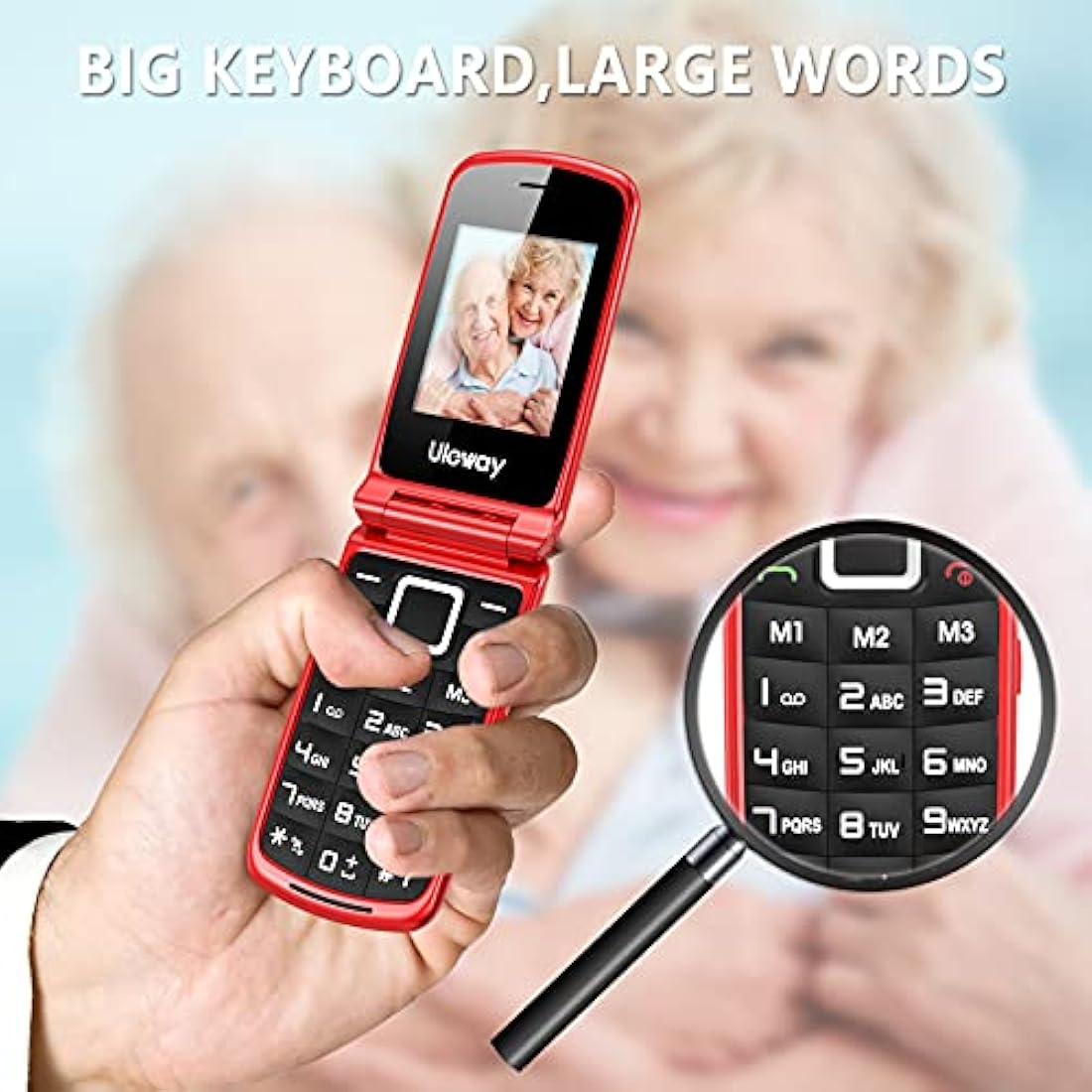 Jolof Store G380D Senior Flip Phone – Big Button Unlocked GSM Mobile (Red)