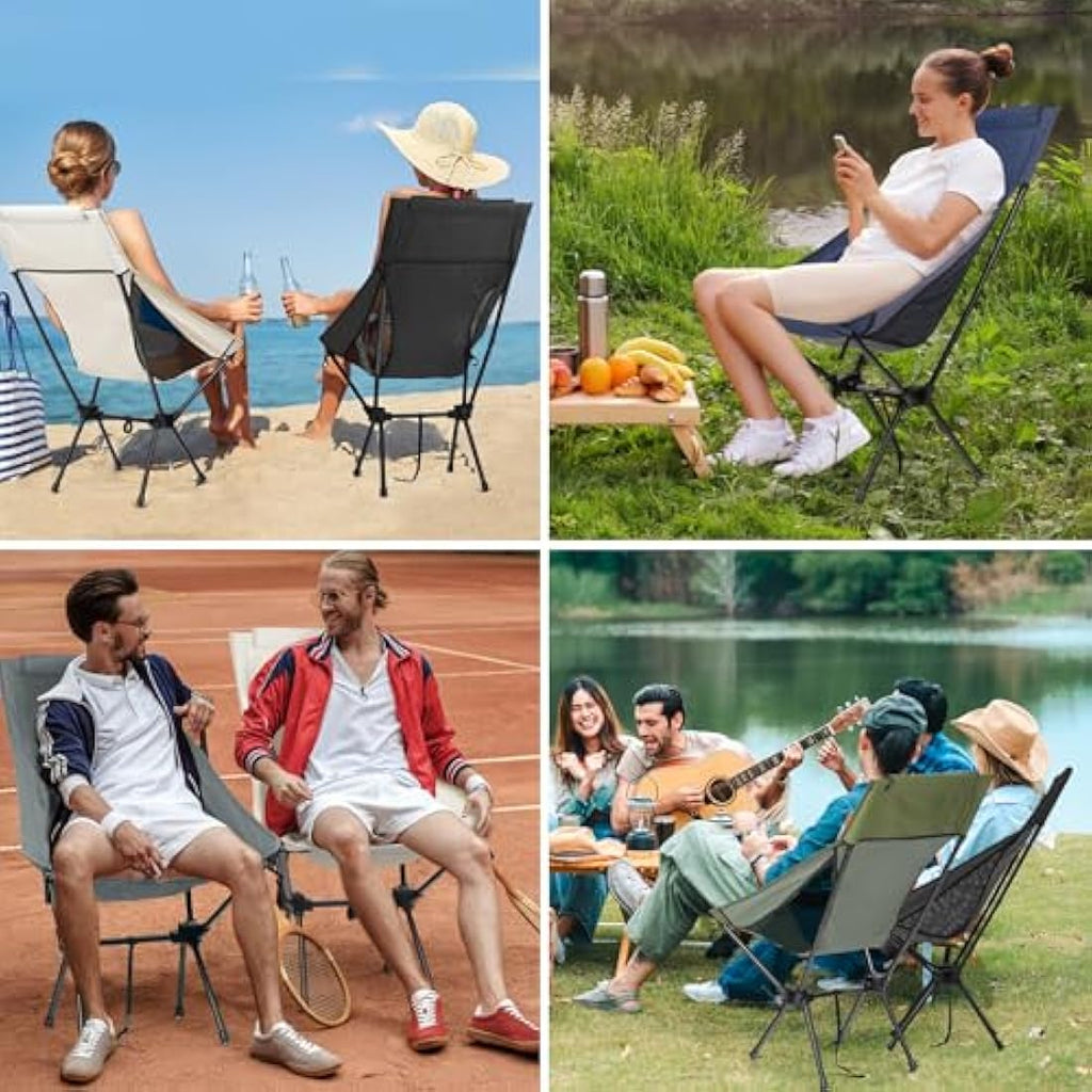 High Back Folding Camping Chair – Lightweight Aluminum, White