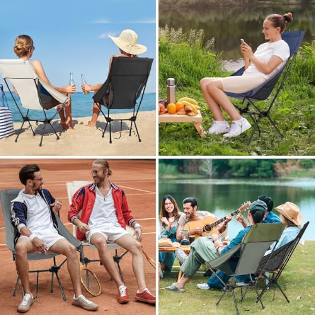 Lightweight Folding Camping Chair – 130kg Capacity, Black
