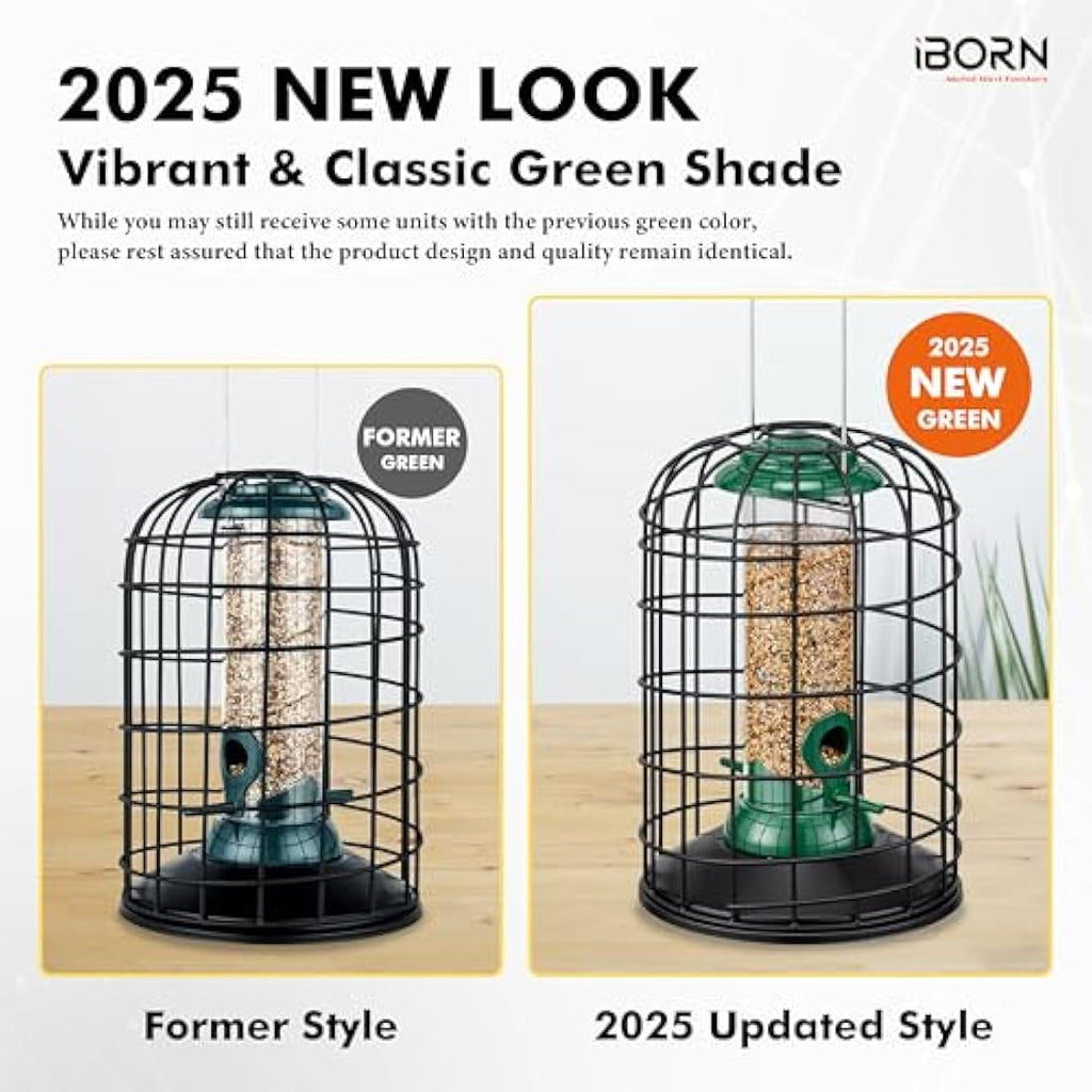 iBorn Squirrel Proof Bird Feeder – Heavy Duty Metal Caged Wild Bird Feeder