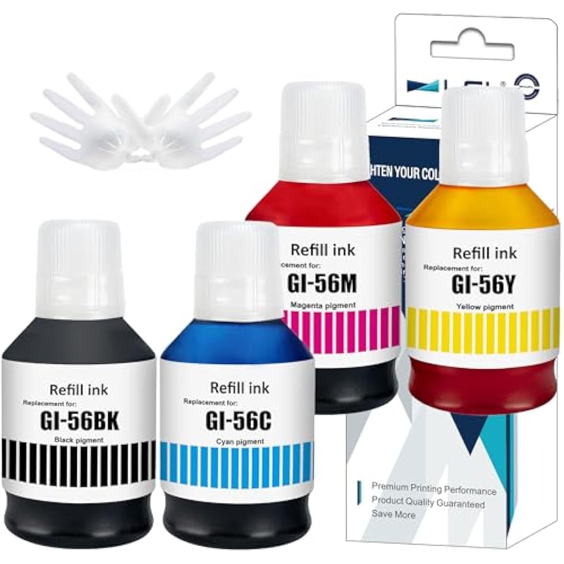 LCL GI-56 Compatible Ink Bottle Set for Canon MAXIFY GX7050 GX6050 – 4 Pack