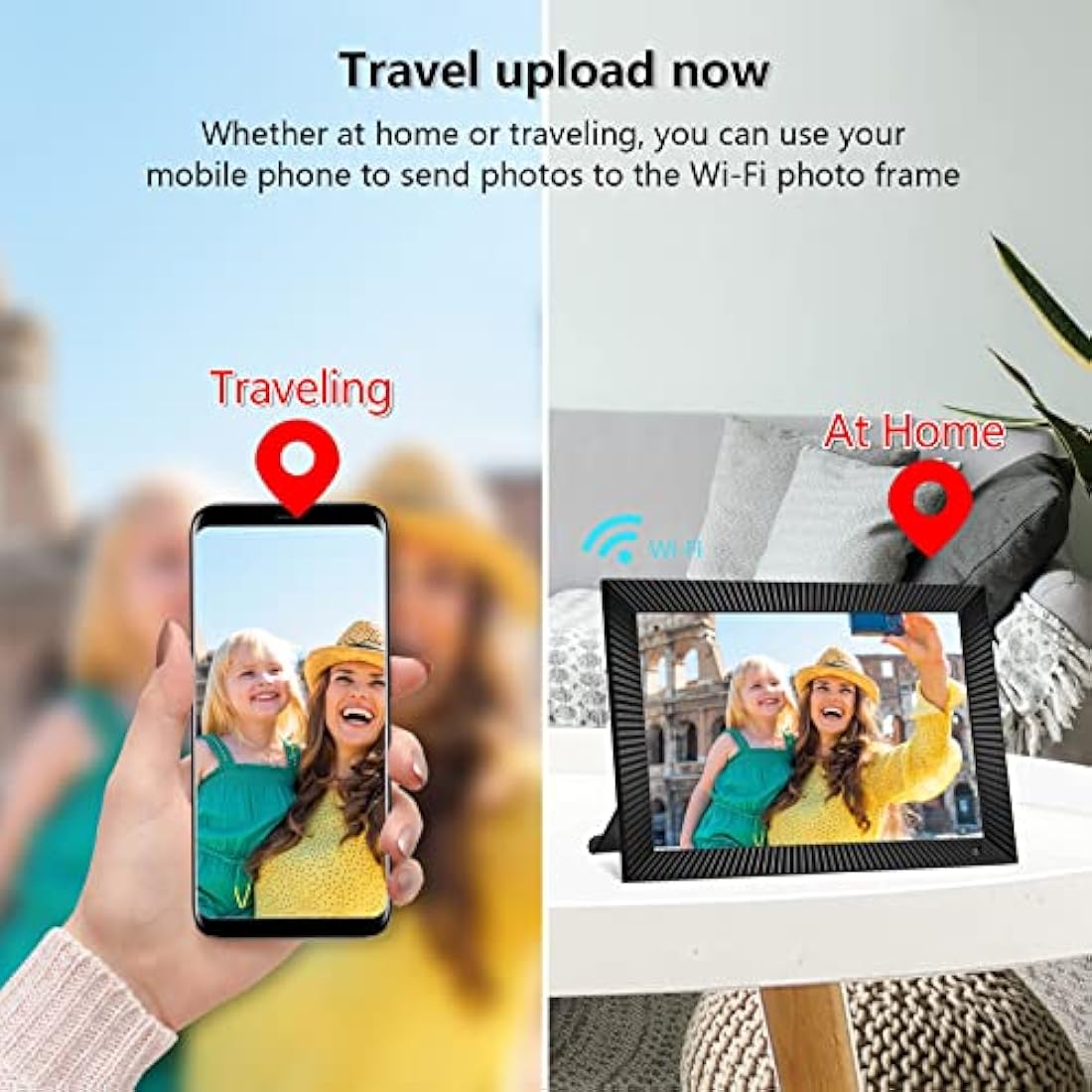 Akimart 10.1" WiFi Digital Photo Frame | 32GB IPS Touch Screen Smart Frame