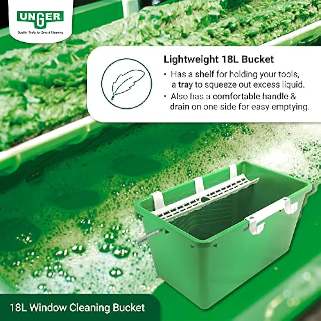 Unger AK013 Window Cleaning Kit – 3-in-1 Professional Squeegee & Bucket Set