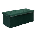 Bonlife Velvet Folding Storage Ottoman Bench – Dark Green, 110cm