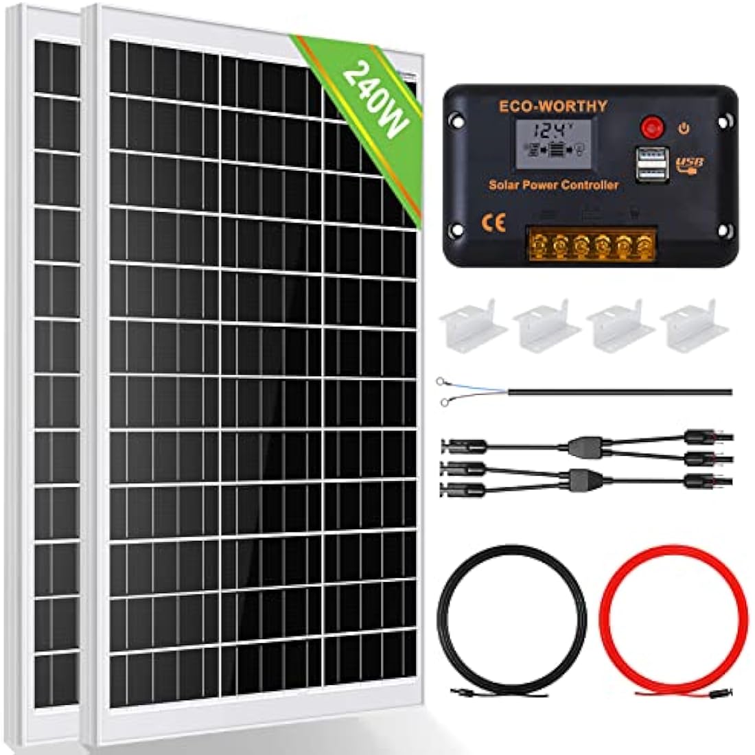 ECO-WORTHY 240W 12V Solar Panel Kit | Monocrystalline Off-Grid System