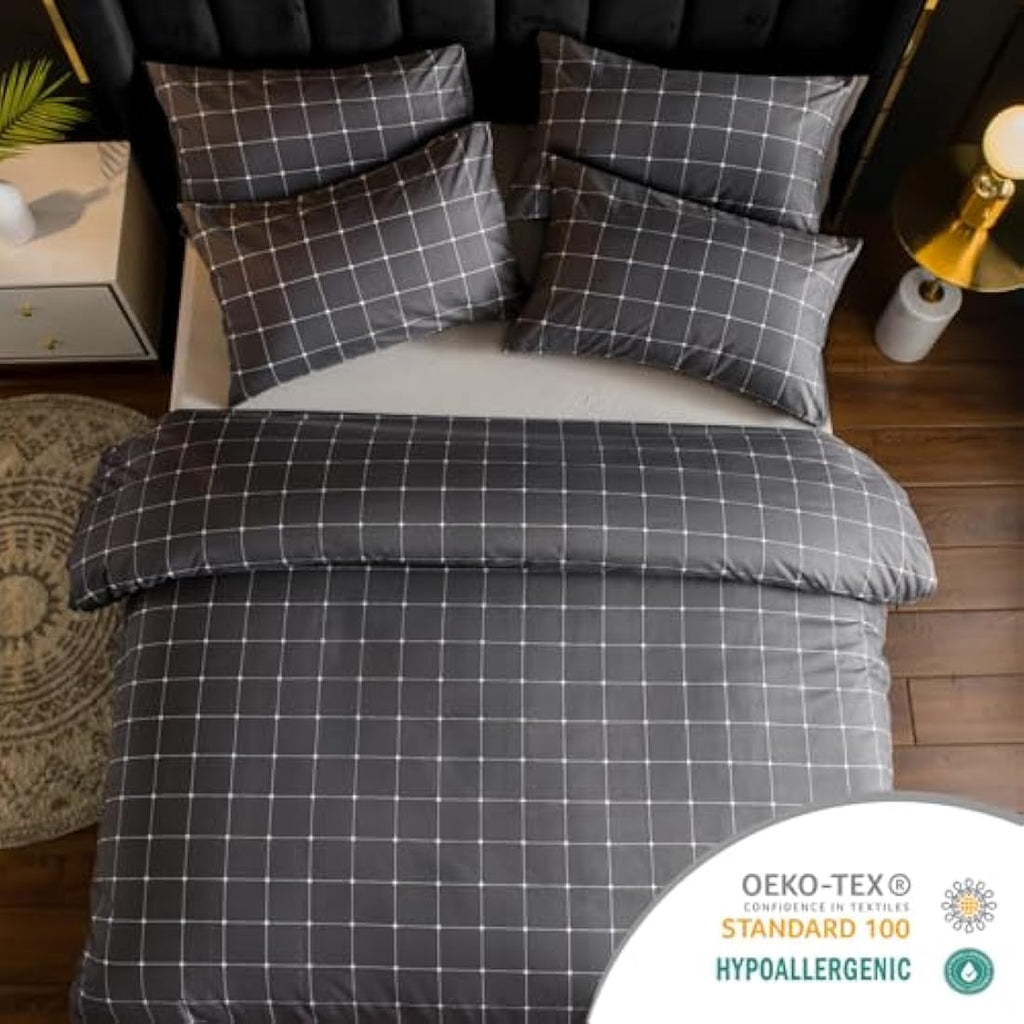 Lazzaro Double Duvet Set – Reversible Microfiber Bedding with Zipper